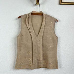 KENZO Paris Knit Interlocked Sequin Linen Woven Shell Sweater